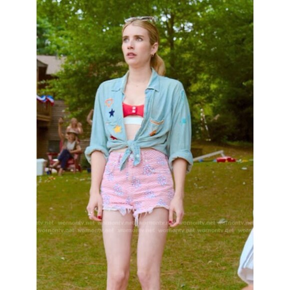 Alexander Wang T Bite Star Print Cutoff Denim Shorts - Picture 11 of 13